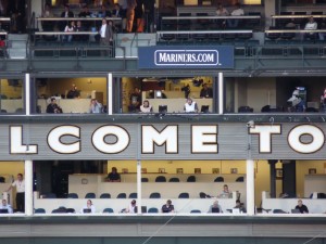 Hawk and Stone in the Safeco Field broadcast booth